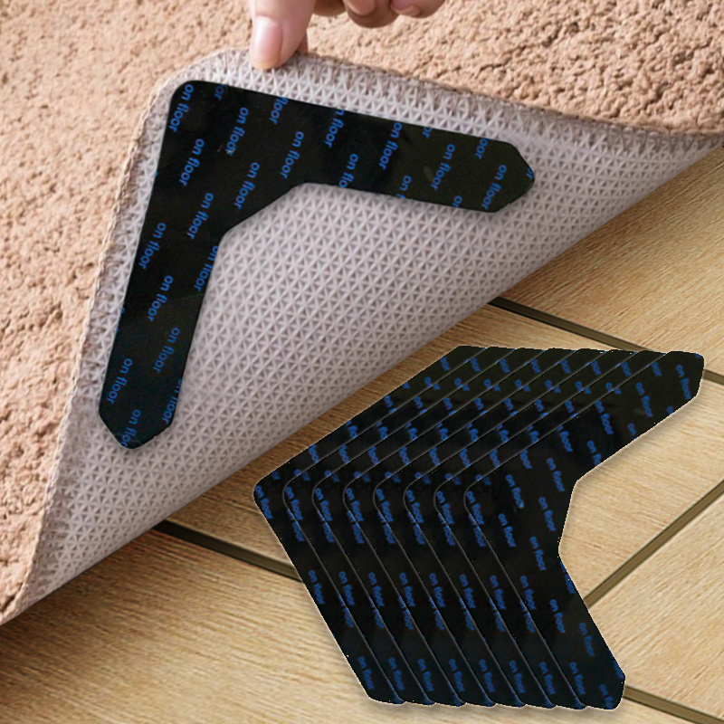 8 PCS Rug Tape, Carpet Stickers, Non Slip Rug Pads for Hardwood