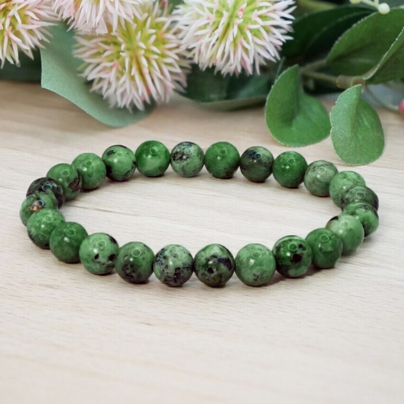 

1pc Natural Variscite Stone Bracelet, Green Gemstone Stretch Handmade Bracelet For Men