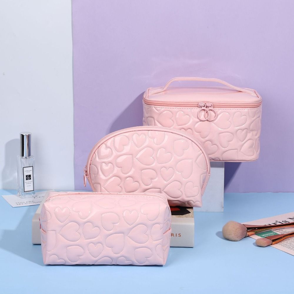 Waterproof Makeup Bag Set Large Capacity Portable Pu Travel - Temu