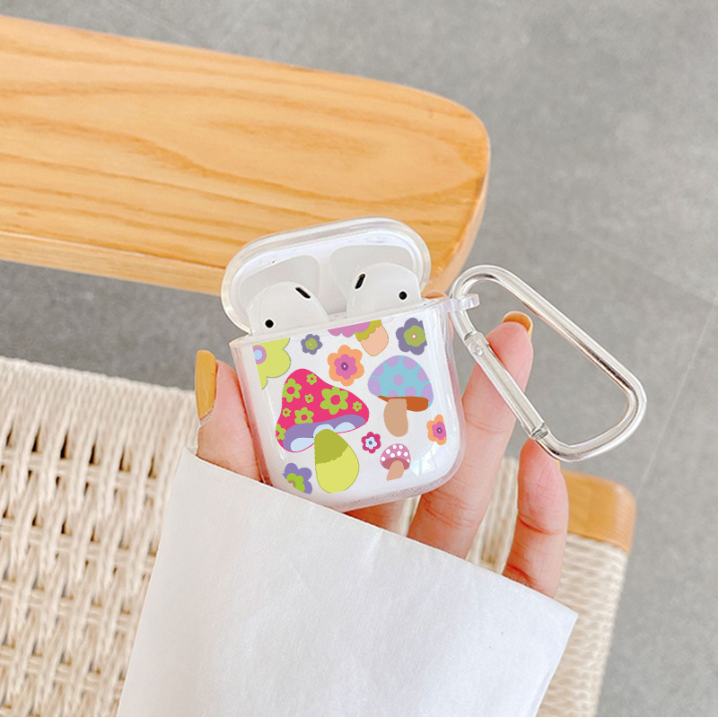 

Mushroom Pattern Graphic Pattern Headphone Clear Case For Airpods1/2, Airpods3, Airpods Pro, Airpods Pro (2nd Generation), Gift For Birthday, Girlfriend, Boyfriend, Friend Or Yourself, Transparent