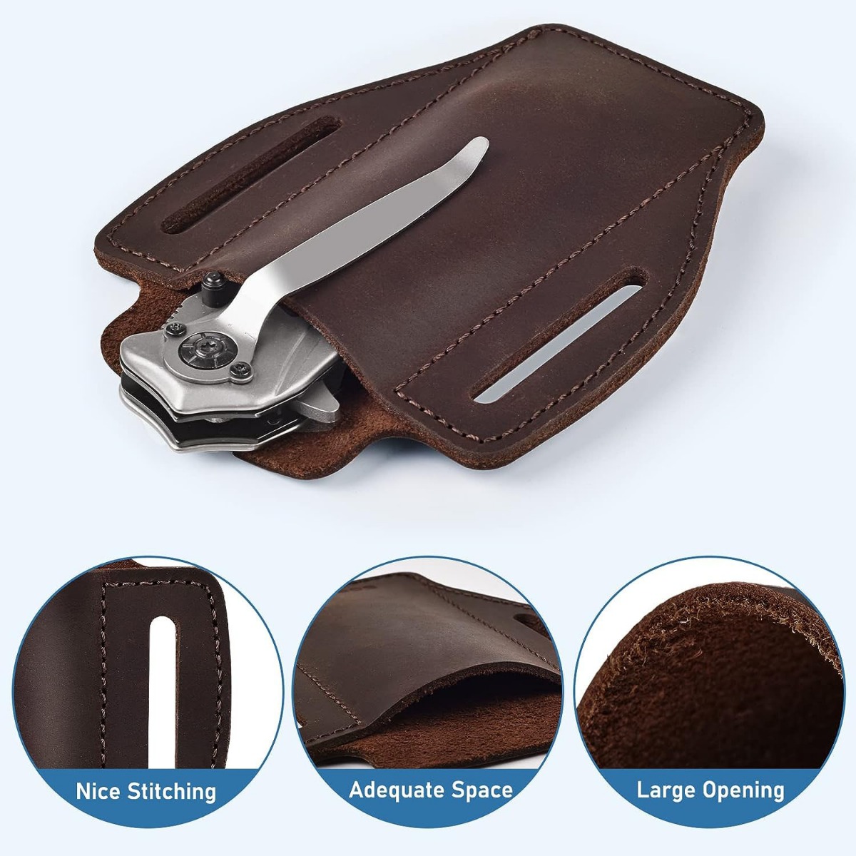 Leather Pocket Knife Sheath For Belt Edc Belt Folding Knife - Temu