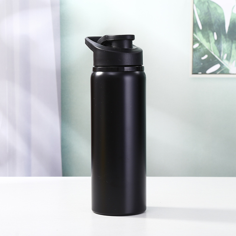 Leakproof Black Matte Stainless Steel Water Bottle With - Temu