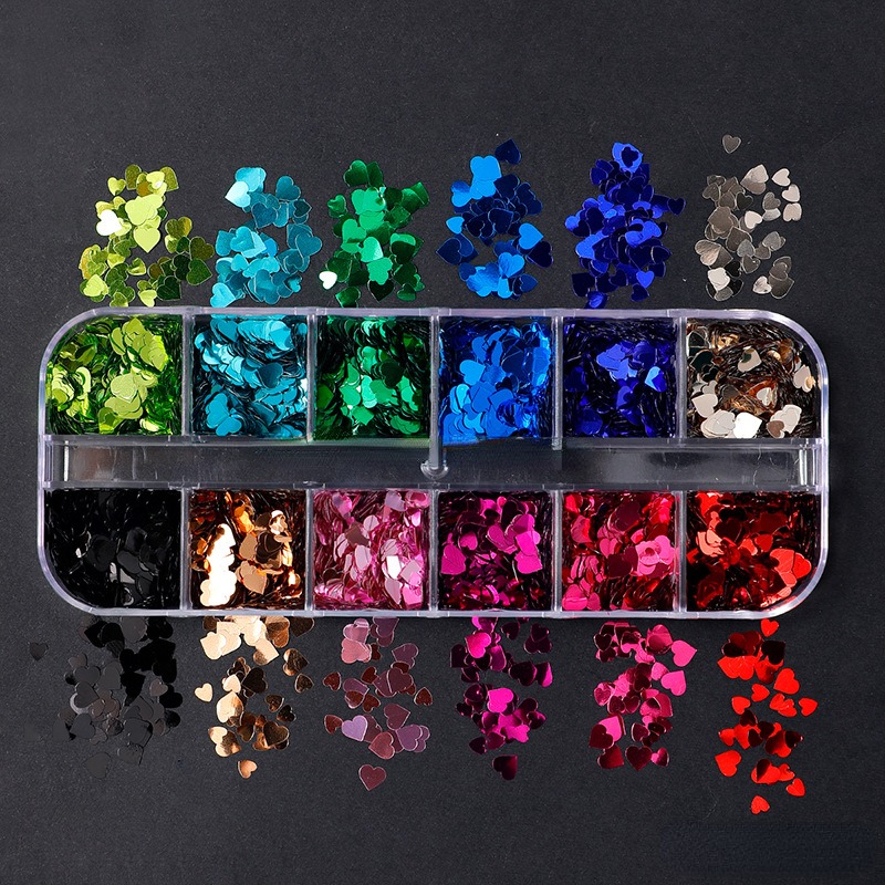 Christmas Nail Glitter Sequins, 12 Grids Holographic Snowflake