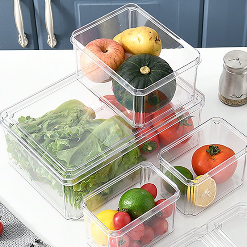7pcs/set Refrigerator Organization Boxes Kitchen Storage Organizer Set with  Lids for Food Drinks Vegetable Fridge Stackable Bins