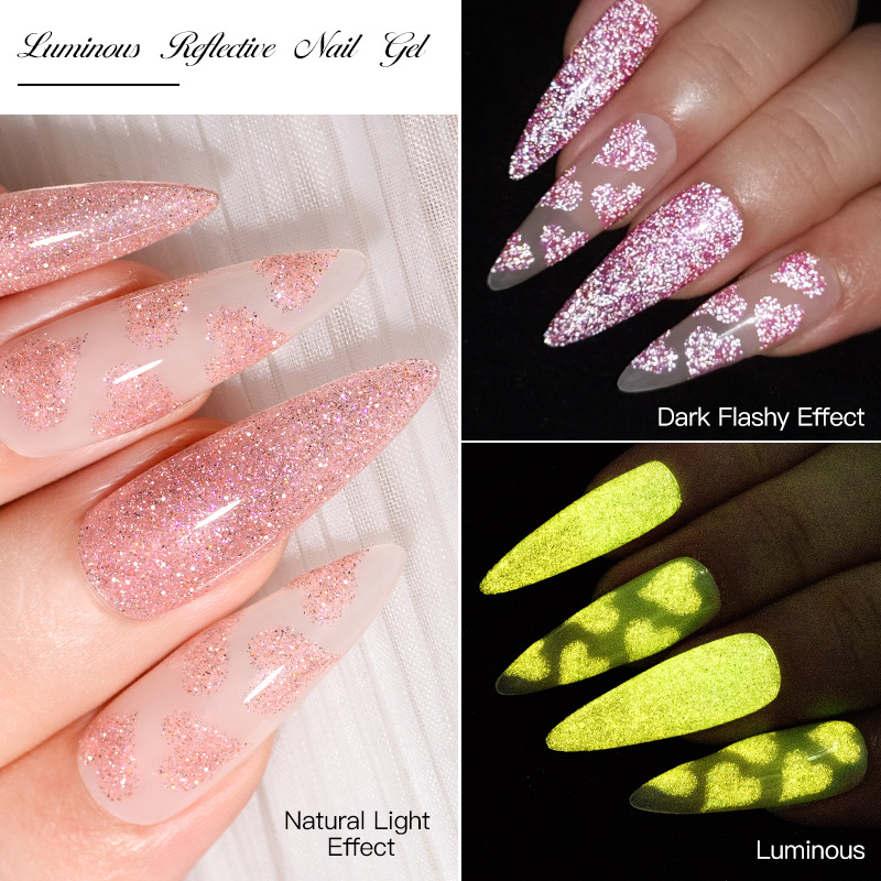 Luminous Reflective Glitter Gel Nail Polish Glow in dark - Temu