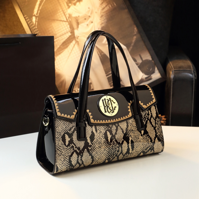 Luxury Snakeskin Top Handle Satchel, Fashion Crossbody Bag