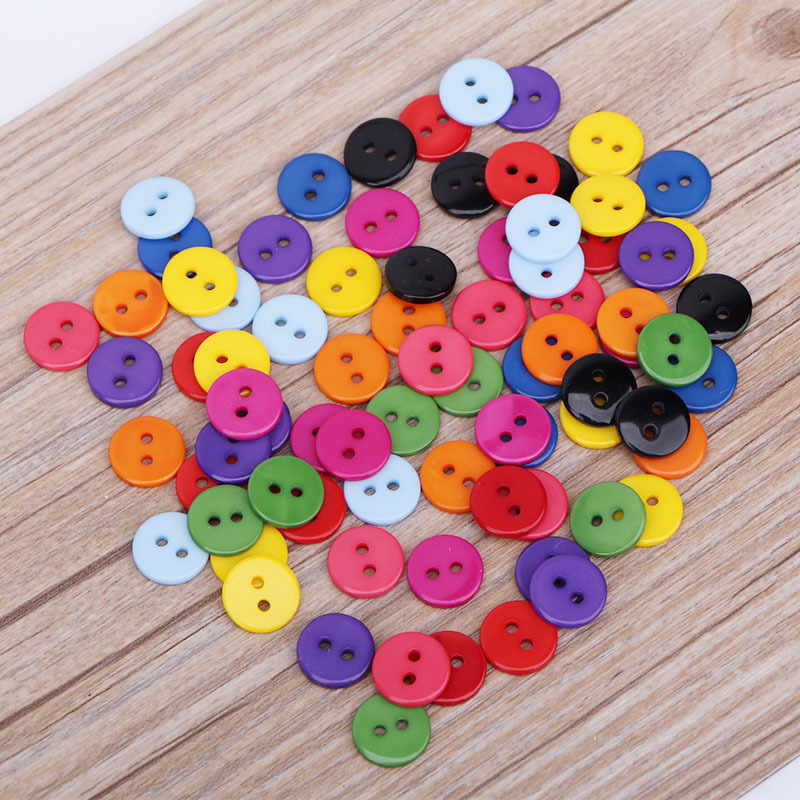 100pcs Mixed Color 7mm Holes Plastic Small Buttons Doll Clothing  Accessories Clothing Sewing Supplies Random Color