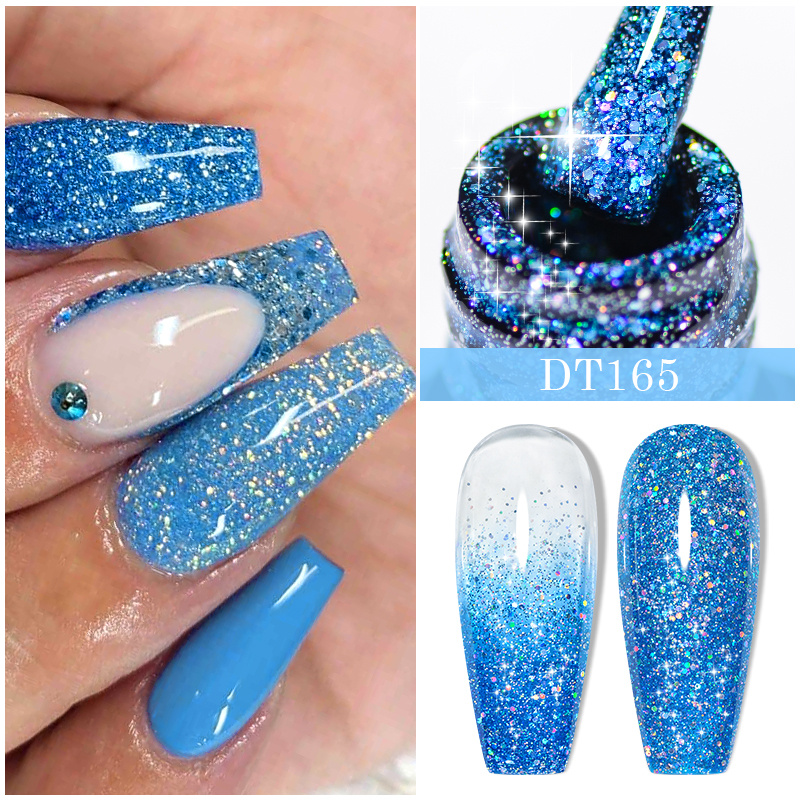 FANZEST Sparkle Glitter Gel Nail Polish Led UV Gel Polish Fall Winter Color  15ml (Diamond Navy Blue) : Amazon.co.uk: Beauty