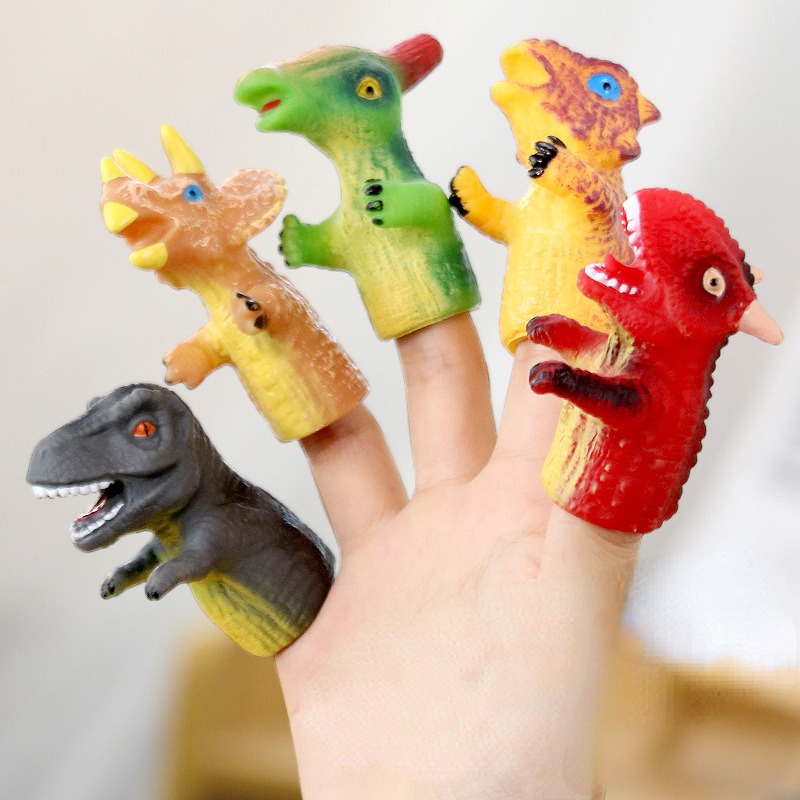 10 pcs dinosaur finger puppets story hour kids funny dinosaur toys pinata  party favors toy plastic puppets new color assorted
