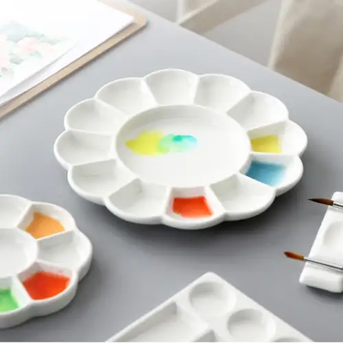 TEHAUX 1 Set Ink Plate Art Ceramic Watercolor Dish Stackable Mixing  Stackable Paint Palette Painting Dish Paint Brush Wash Bowl Porcelain  Palette