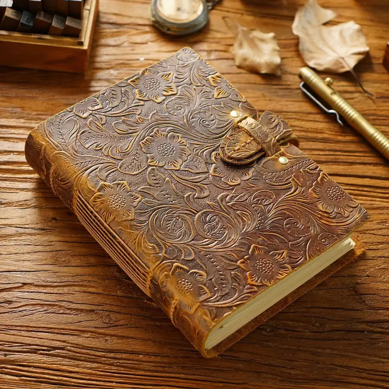 Handmade Sketchbook Cowhide Book Vintage Genuine Leather - Temu