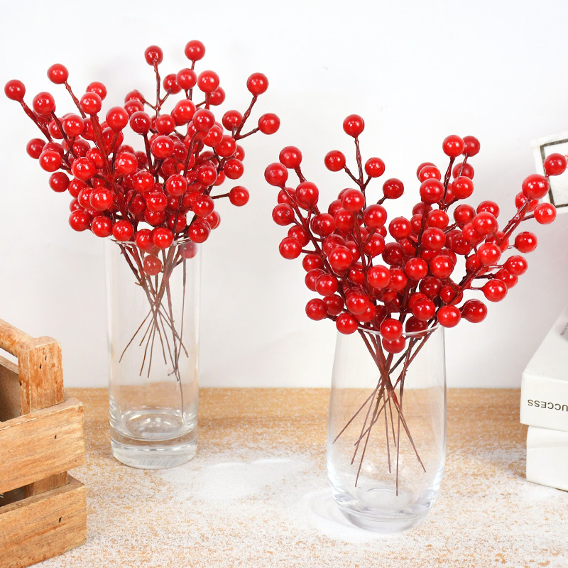 Fake Red Berry Stems Artificial Red Berry Red Berries For - Temu