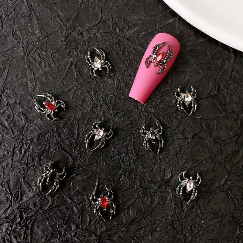 Halloween Spider Nail Art Charms With Rhinestones/pearls,3d Alloy Nail Gem  Accessories,nail Art Jewelry For Diy Or Nail Salons - Temu