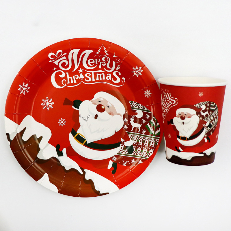 10pcs Christmas Themed Disposable Paper Cups With Santa Claus For Party  Decoration