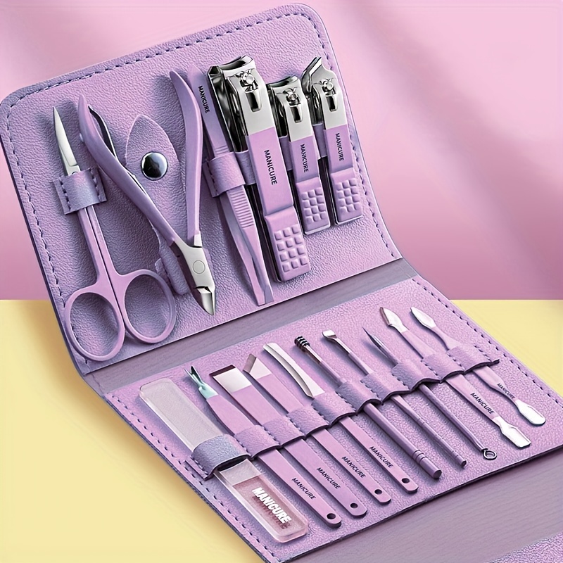 12/16 Pcs Manicure Set Stainless Steel Nail Clippers, Beauty Tool Portable  Set Professional Grooming Kits, Travel Nail Kit