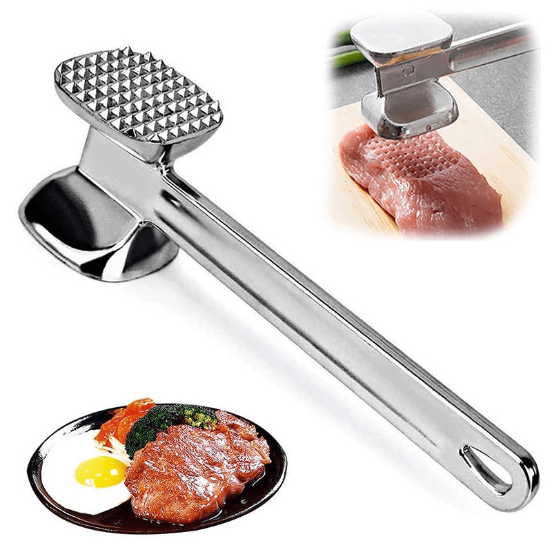 

Meat Tenderizer Hammer, Stainless Steel Steak Metal Mallet, Kitchen Tool, Heavy Duty Durable Double-sided, For Tenderizing Steak Beef Meat