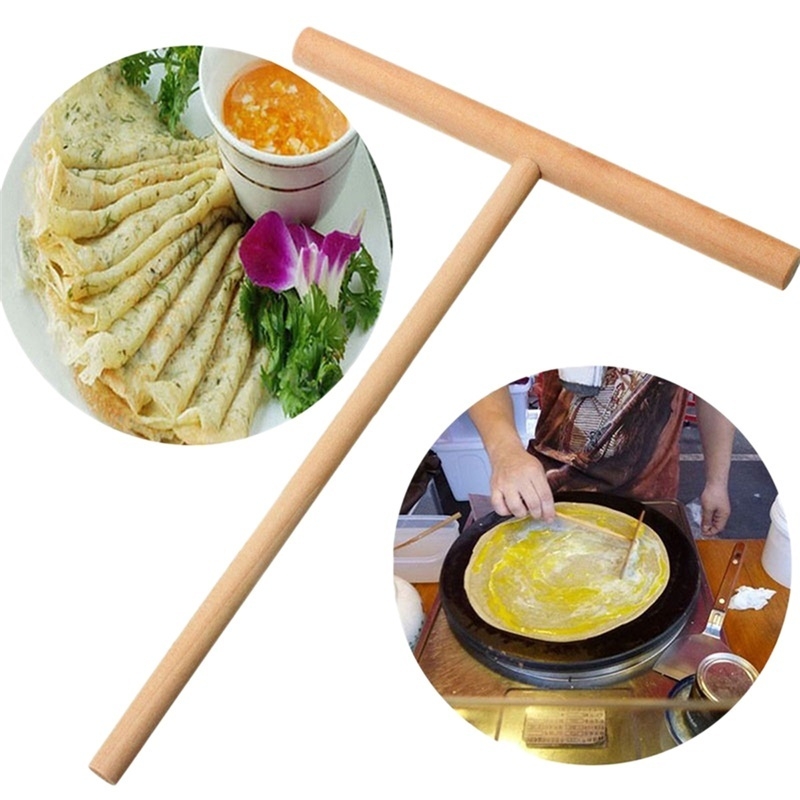 Wooden Rake Round Batter Pancake Crepe Spreader Stick Home Kitchen Tool Kit  DIY