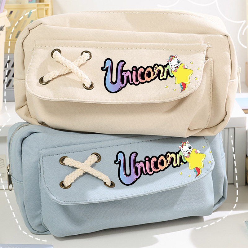 Cute Pencil Case Unicorn Pencil Pouch Medium Capacity Portable  Multifunction Pen Bag With Compartments For Girls Kids Teen