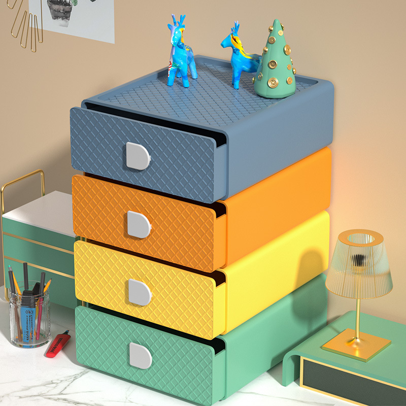 Drawer Office Accessories Storage Box Colorful Desktop Stackable