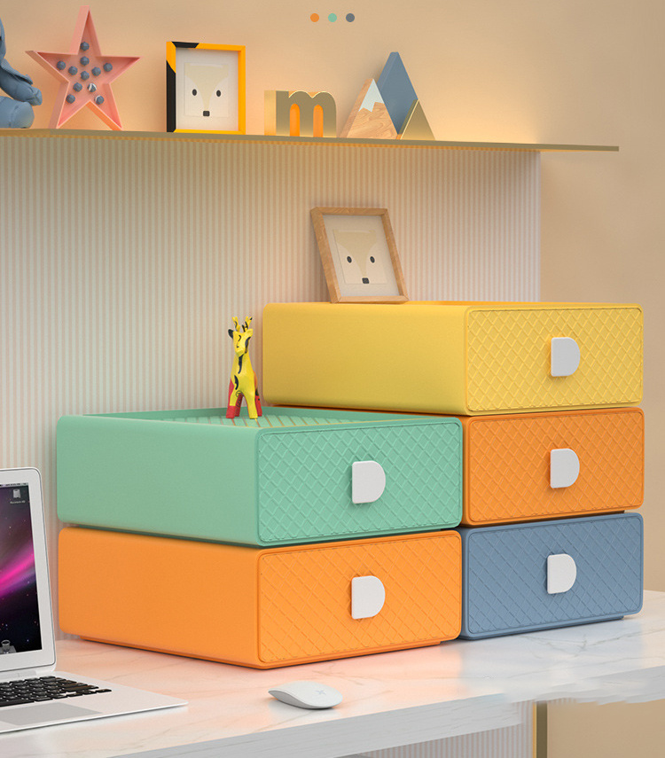 Stackable Desktop Plastic Storage Drawers Set Desktop Organizer Multi-color  USA