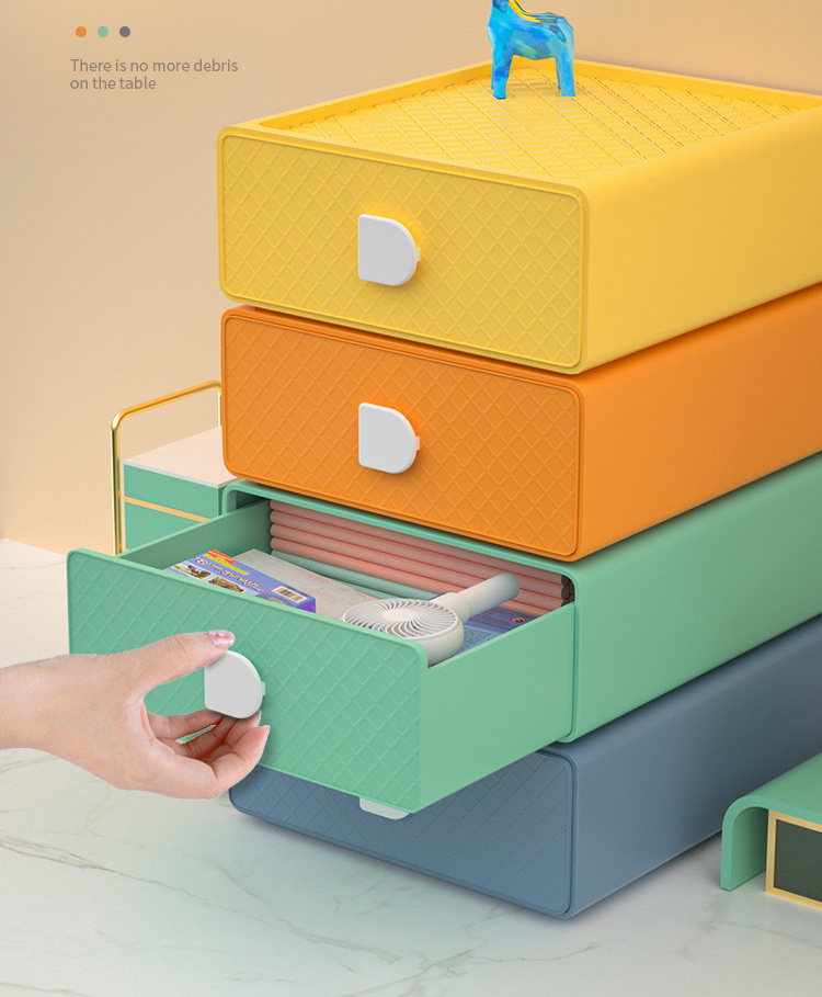 Drawer Office Accessories Storage Box Colorful Desktop Stackable Organ –  pocoro