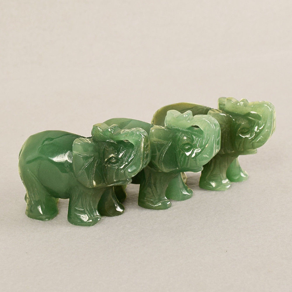 1pc, Hand Carved Natural Green Aventurine Jade Stone Craving Elephant ...