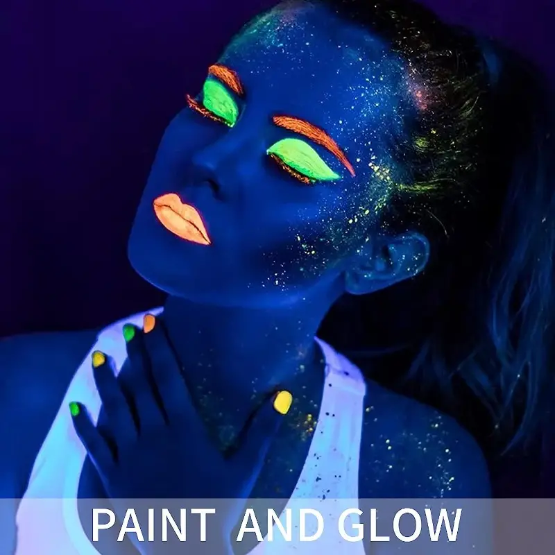6pcs Glow in The Dark Face Paint Crayons UV Neon Sign Halloween Carnival Night Glow Makeup Paint - Safe, Washable, Non-Toxic
