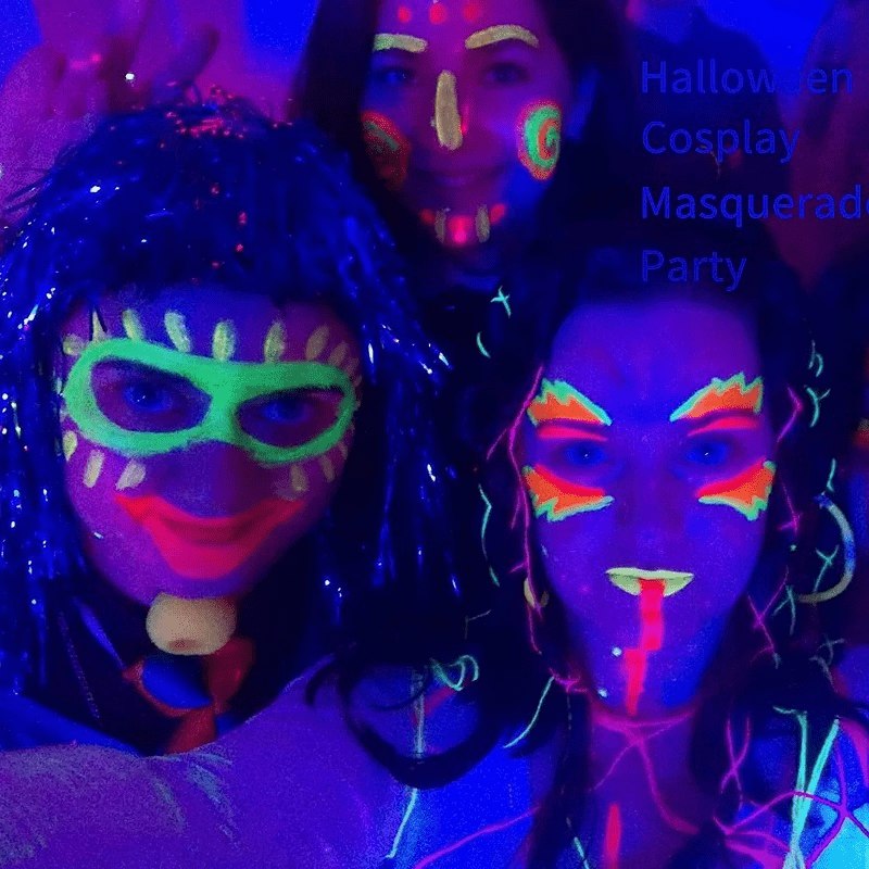 Pintura que brilla en la oscuridad pintura fluorescente del calamar azul  para la cara y el cuerpo para luz UV y negra juego de 8 colores de pintura  – Yaxa Colombia
