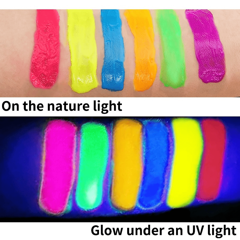 Neon Nights UV Body Paint Set, Blacklight Glow Makeup Kit, Fluorescent  Face Paints for Music Festivals, Photo Shoots, Nights Out - Easy to Use and  Remove, Premium Quality, Vibrant Colors