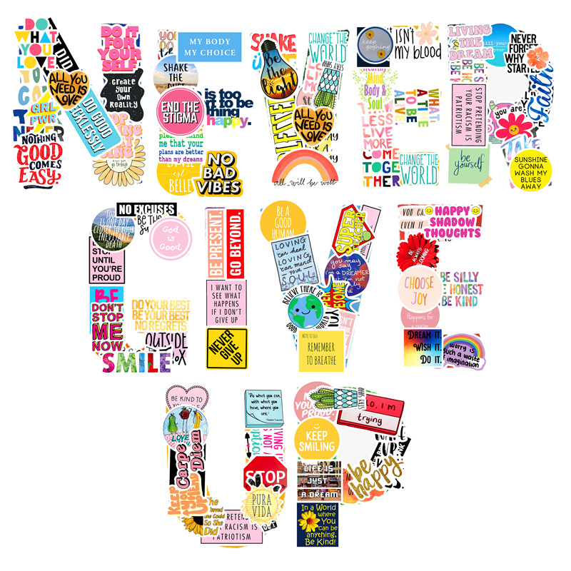 100Pcs Motivational Sticker,Inspirational Word Stickers for Water Bottles  Laptop-Waterproof Vinyl Stickers Positive Stickers for Adults Teens for