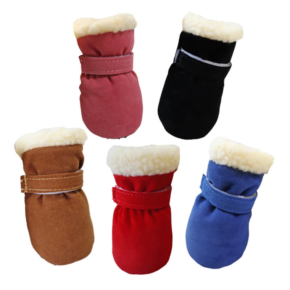 Winter Pet Dog Shoes Warm Snow Boots 4Pcs/Set Small Dogs Cotton Non-Slip  Shoes