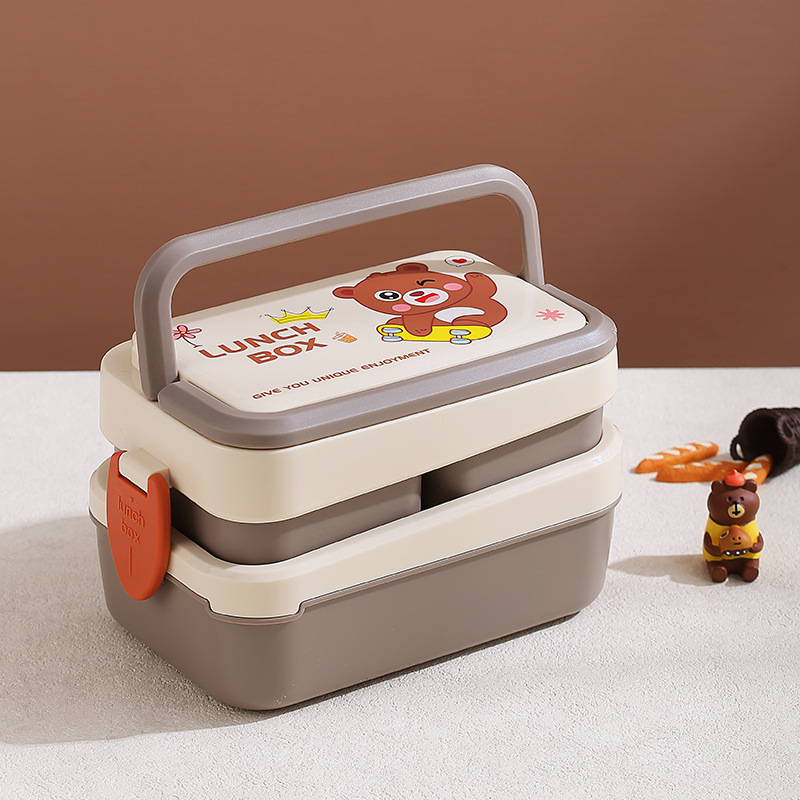 Large capacity Double layer Lunch Box With Cutlery - Temu