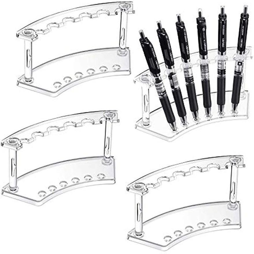 1 Set, Plastic Pen Holder, 6-slot Pen Display Rack·eyebrow Pen Holder·makeup Brush Holder·storage Rack, Suitable For Home Office And Store Use