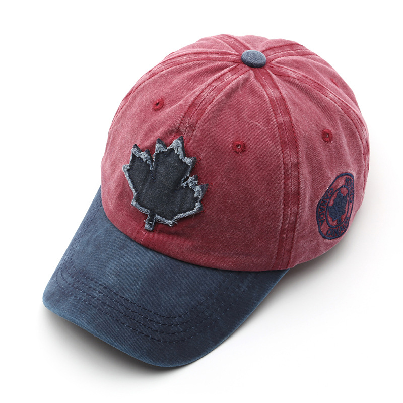 retro maple patch ripped washed vintage baseball cap - Temu
