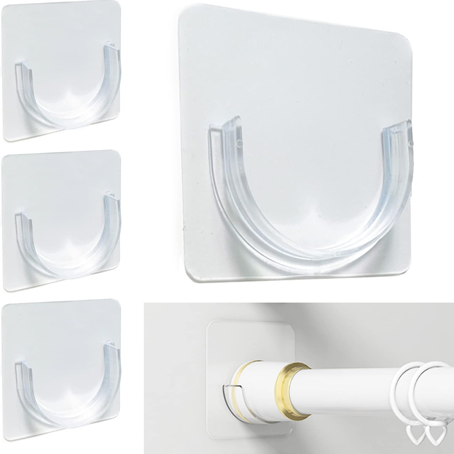 Soporte de pared para barra de ducha – Soportes de retención de poste de  baño I adhesivo para barra de ducha | Tornillos de acero inoxidable para