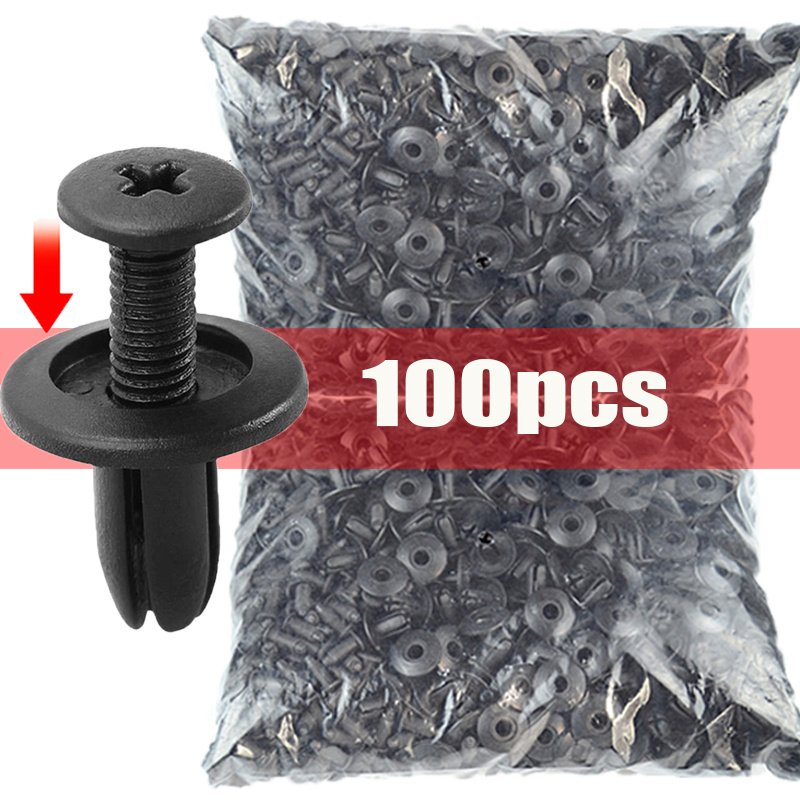 Comprar 100 piezas de plástico negro 8 mm remaches de coche panel clip  tornillo sujetador