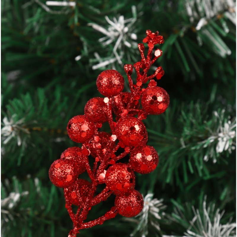 10pcs Artificial Christmas Glitter Berries Picks with Stems Faux