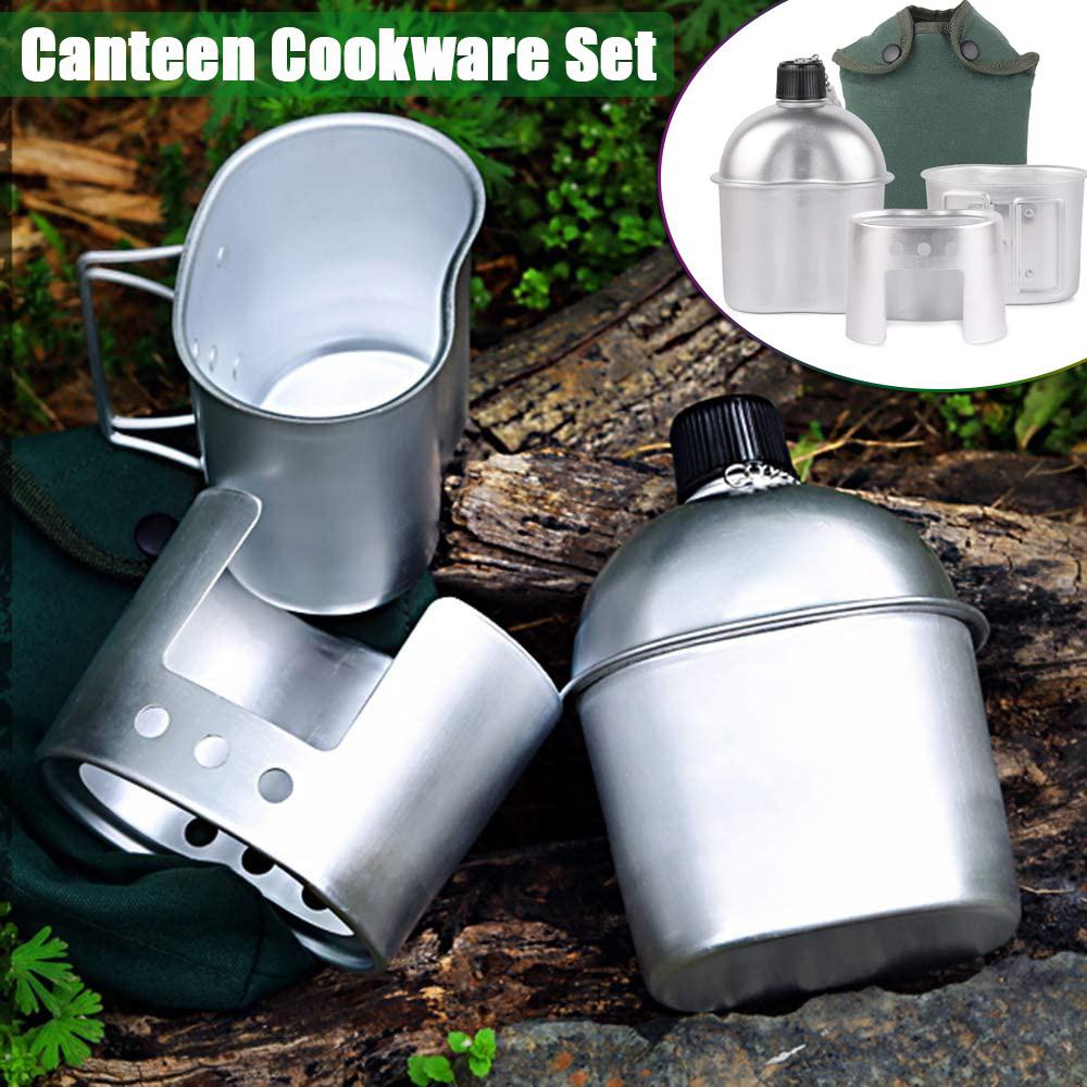 1 Set Aluminum Water Canteen Cup And Storage Pouch Portable Water Bottle  For Outdoor Sport Camping Hiking Travel - Sports & Outdoors - Temu Canada