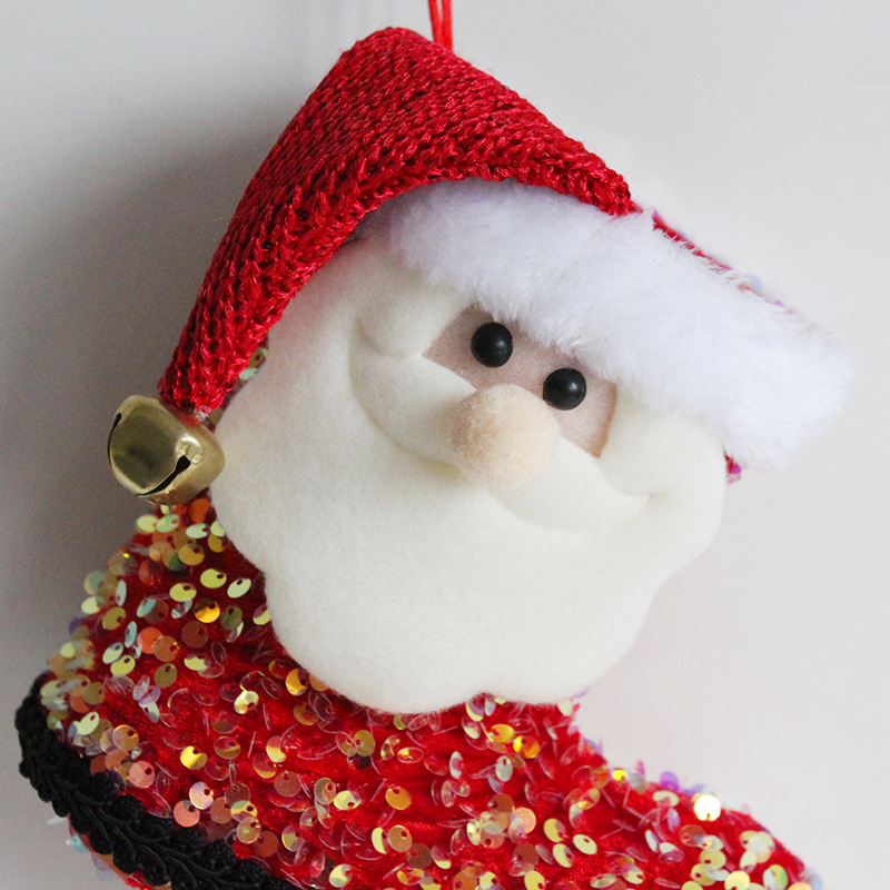 Christmas Three-dimensional Santa Claus Sequin Boots Candy Socks