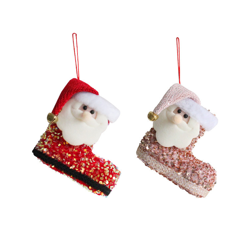 Christmas Three-dimensional Santa Claus Sequin Boots Candy Socks