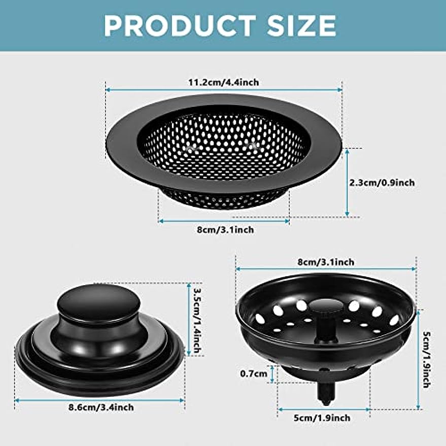 1pc Kitchen Sink Stopper, 3/8 Inch Stainless Steel Garbage Disposal Plug,  Fits Standard Kitchen Drain Size Of 3 1/2 Inch (3.5 Inch) Diameter, Large  Wide Rim 3.35 To 3.5