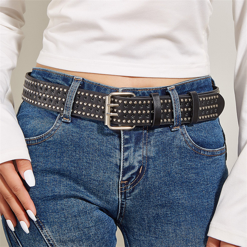 Hip Hop Style Rock Decorative Belt, Heart Buckle Men's Pants Belts