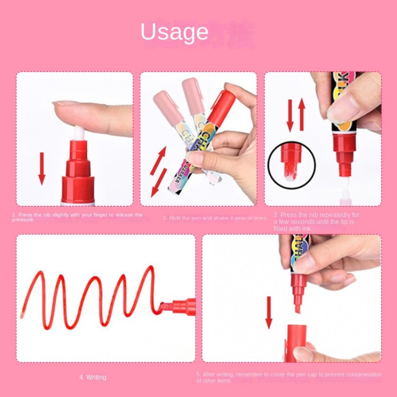Extra Fine Tip Liquid Chalk Markers - Dry/wet Erase Marker Pen For