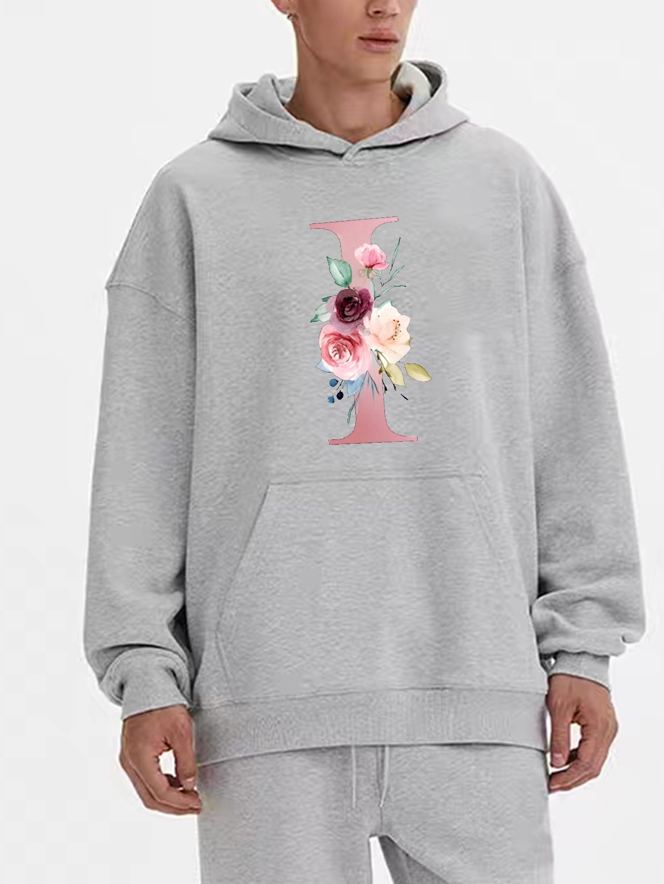 Letter Flowers Print Hoodie Cool Hoodies For Men Mens Casual Graphic Design  Pullover Hooded Sweatshirt With Kangaroo Pocket Streetwear For Winter Fall  As Gifts, Don't Miss These Great Deals