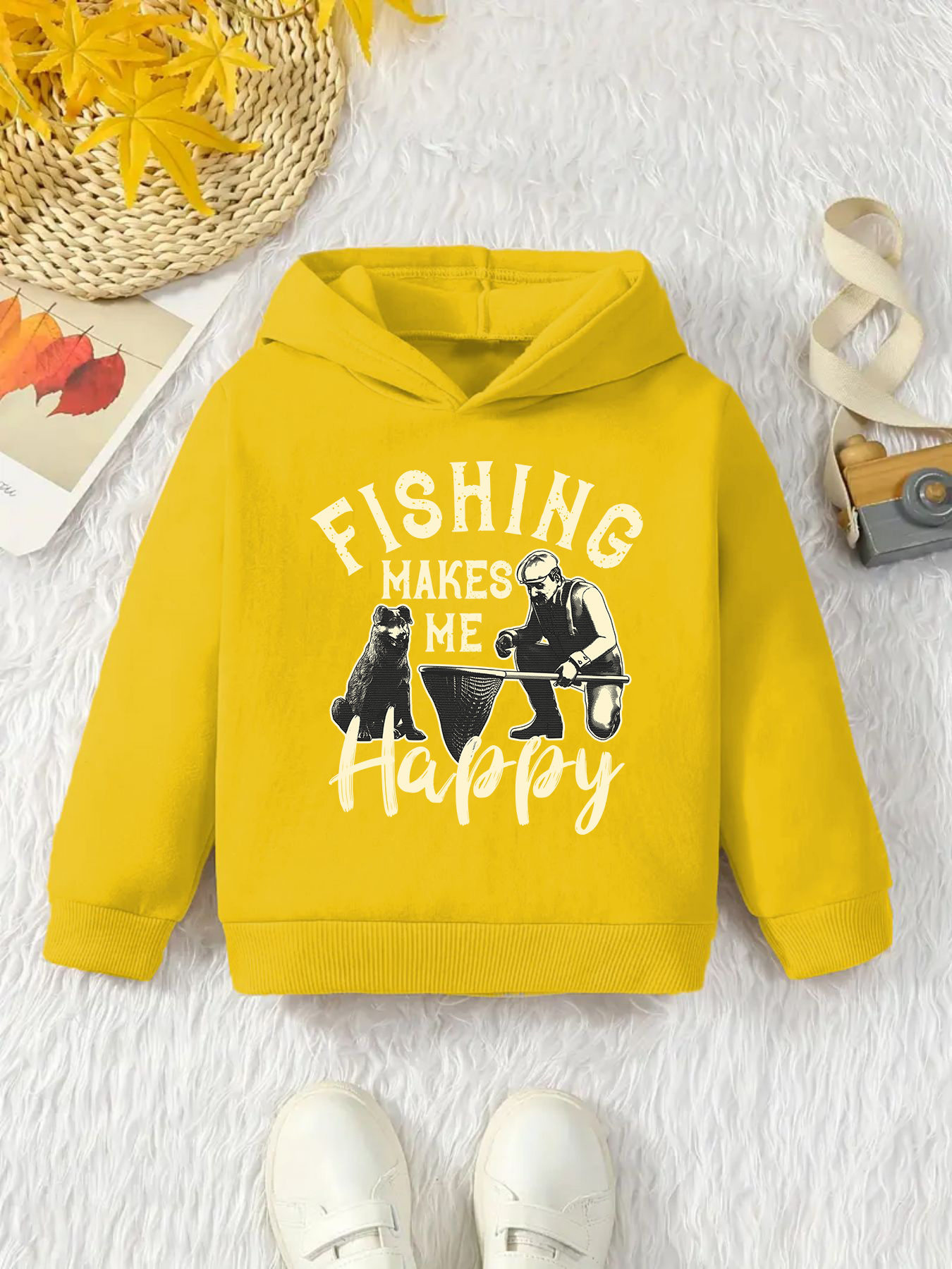 Fishing Maks Happy Print Kid's Hoodie Causal Pullover Hooded - Temu