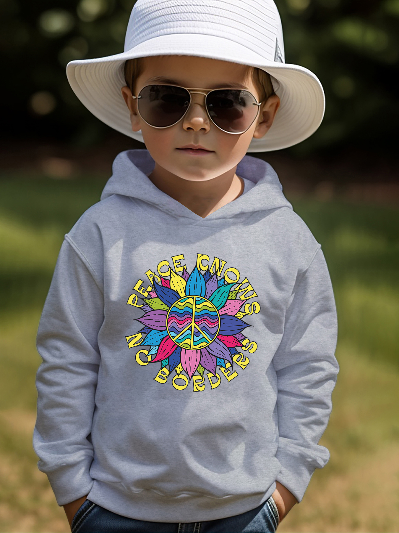 Rainbow Color Flower Print Hoodie Kids Casual Pullover Temu