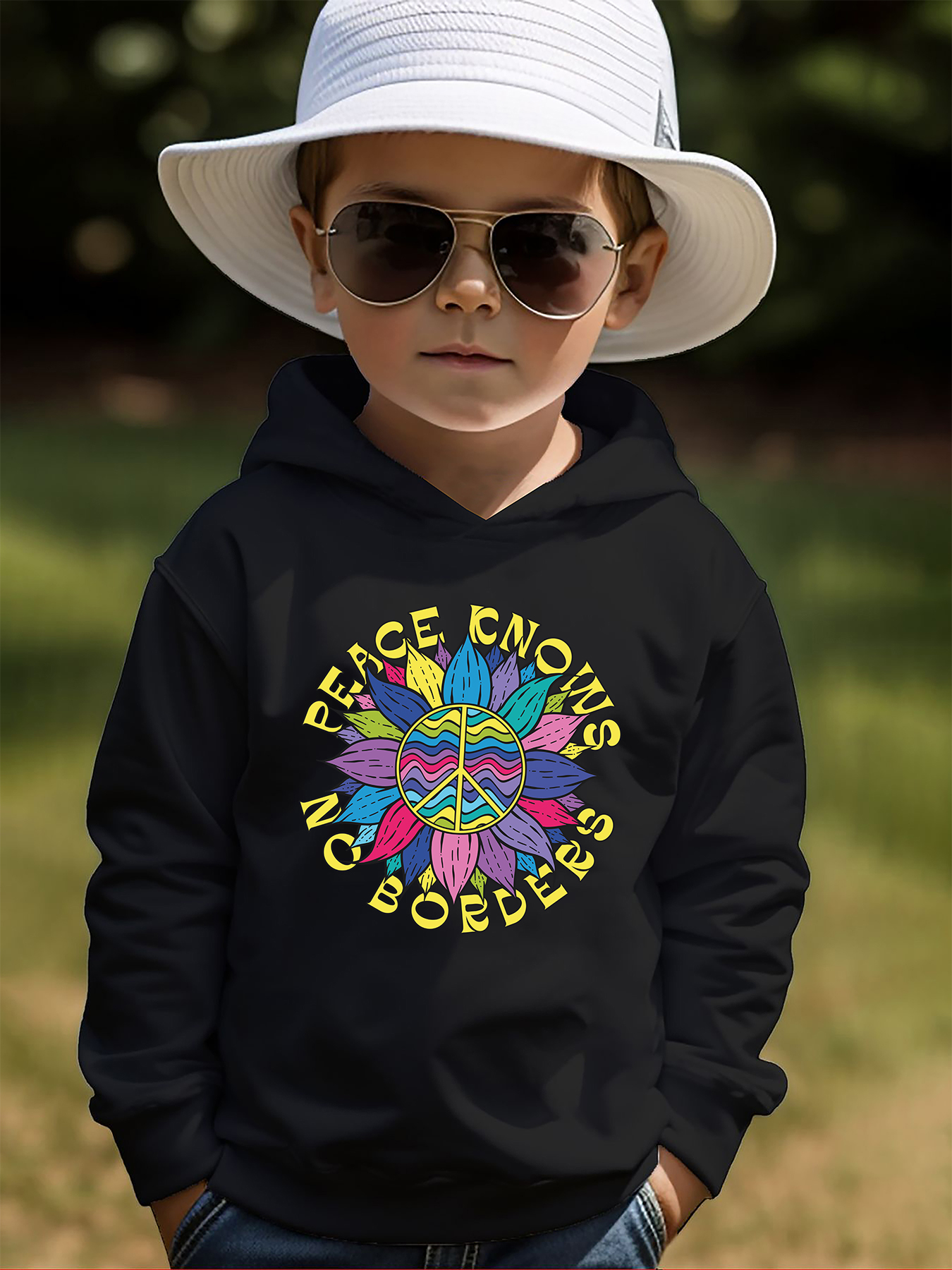 Rainbow Color Flower Print Hoodie Kids Casual Pullover Temu