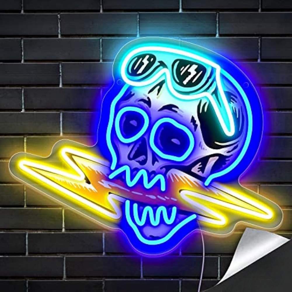 1pc Backboard Led Neon Light, Skull For Home Decor Man Cave Neon, Powered  By USB 5V