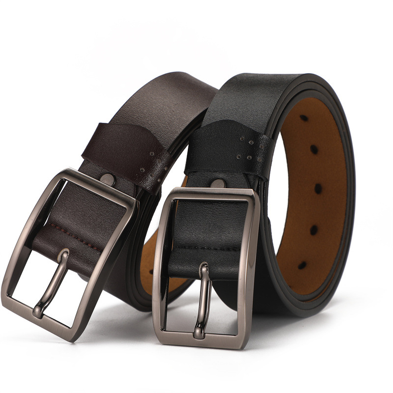1pc Large Pin Buckle Genuine Leather Buckle Belts For Men Fashion