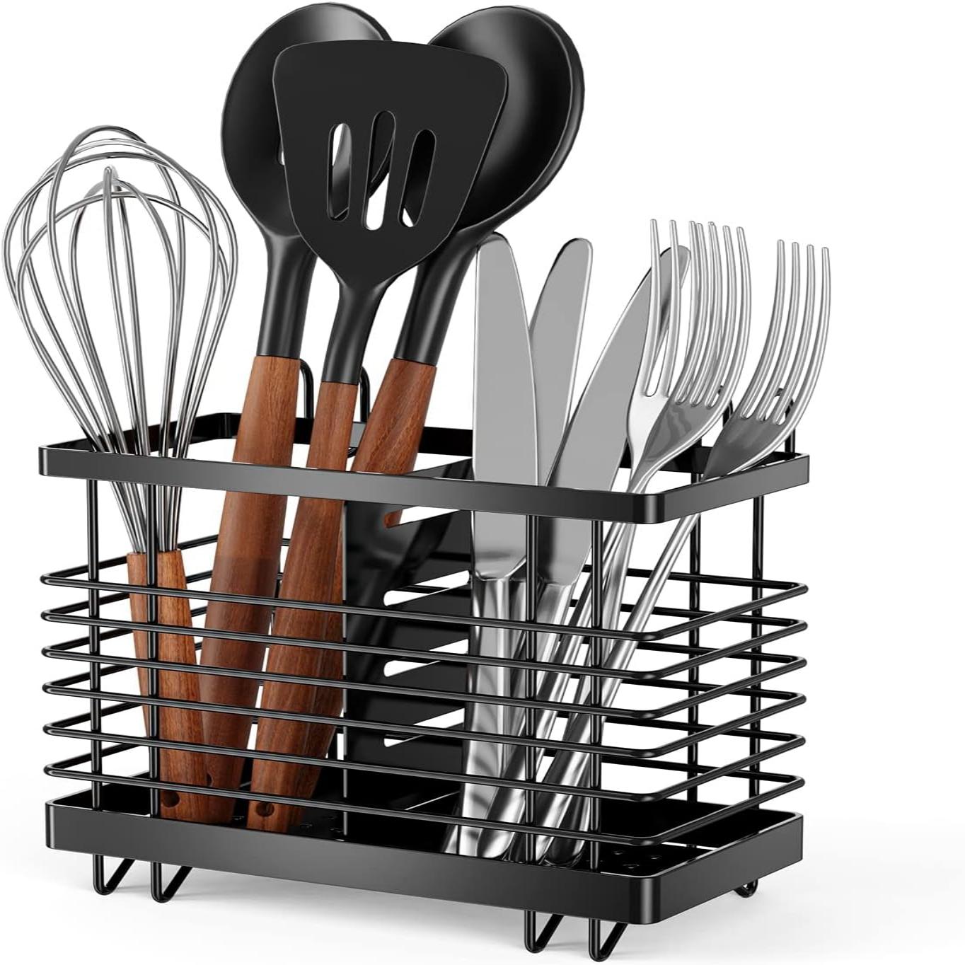 Escurridor de cubiertos de acero inoxidable 304 de malla colgante de  rejilla para secar utensilios de cocina, palillos, cuchara, tenedor,  cuchillo
